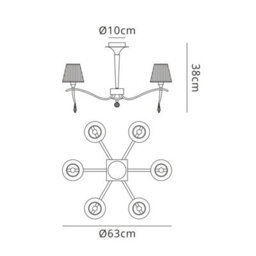 Luminosa Lighting Luminosa Siena Semi Flush Round 6 Light E14, Antique Brass With Amber Cream Shades And Amber Crystal - thumbnail 7