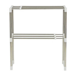 2 Tier Microwave Oven Storage Rack - Stainless Steel Costruction - Space Saver - Extendable - Kitchen Organiser - Easy To Clean - thumbnail 4