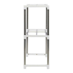 2 Tier Microwave Oven Storage Rack - Stainless Steel Costruction - Space Saver - Extendable - Kitchen Organiser - Easy To Clean - thumbnail 2