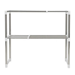 2 Tier Microwave Oven Storage Rack - Stainless Steel Costruction - Space Saver - Extendable - Kitchen Organiser - Easy To Clean - thumbnail 5