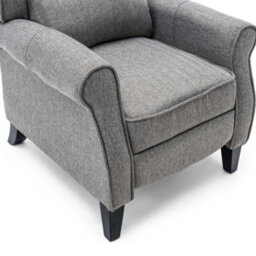 More4Homes Eaton Wing Back Fireside Herringbone Fabric Recliner Armchair Sofa Chair Reclining Cinema (Herringbone Grey) - thumbnail 6