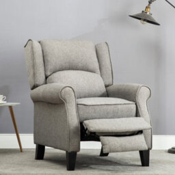More4Homes Eaton Wing Back Fireside Herringbone Fabric Recliner Armchair Sofa Chair Reclining Cinema (Herringbone Grey) - thumbnail 7