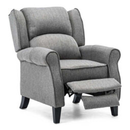 More4Homes Eaton Wing Back Fireside Herringbone Fabric Recliner Armchair Sofa Chair Reclining Cinema (Herringbone Grey) - thumbnail 3