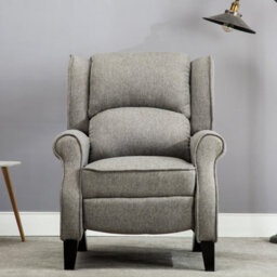 More4Homes Eaton Wing Back Fireside Herringbone Fabric Recliner Armchair Sofa Chair Reclining Cinema (Herringbone Grey) - thumbnail 9