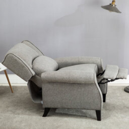 More4Homes Eaton Wing Back Fireside Herringbone Fabric Recliner Armchair Sofa Chair Reclining Cinema (Herringbone Grey) - thumbnail 8