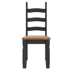 Mercers Furniture Corona Charcoal Pair Of Dining Chairs X2 Solid Wood Mexican Pine Wooden Dark Grey - thumbnail 4