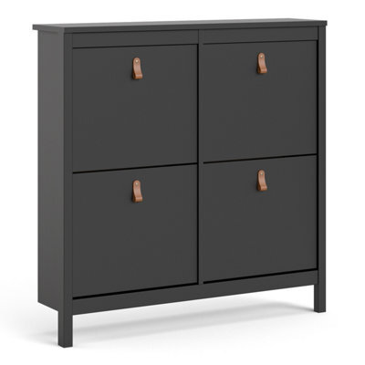 Furniture To Go Barcelona Shoe Cabinet 4 Compartments In Matt Black - image 1