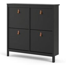 Furniture To Go Barcelona Shoe Cabinet 4 Compartments In Matt Black - thumbnail 3