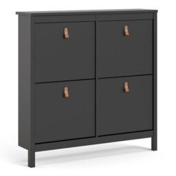 Furniture To Go Barcelona Shoe Cabinet 4 Compartments In Matt Black - thumbnail 1