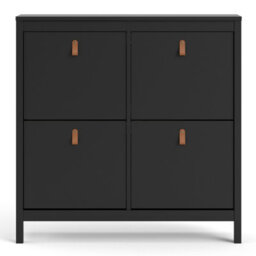 Furniture To Go Barcelona Shoe Cabinet 4 Compartments In Matt Black - thumbnail 2