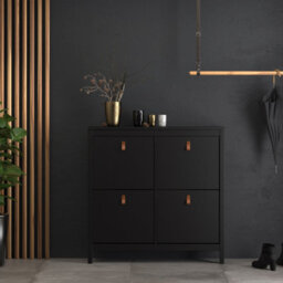 Furniture To Go Barcelona Shoe Cabinet 4 Compartments In Matt Black - thumbnail 5