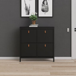 Furniture To Go Barcelona Shoe Cabinet 4 Compartments In Matt Black - thumbnail 6