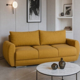 Logo 2 Modern Velour Fabric Sofa With Springs Easy Clean Upholstery Mustard - thumbnail 3