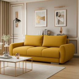Logo 2 Modern Velour Fabric Sofa With Springs Easy Clean Upholstery Mustard - thumbnail 2