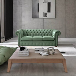 Chesterfield 3 Seater Shelly Jade Green Leather Sofa Bespoke In Classic Style - thumbnail 3