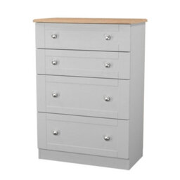 Santander Ready Assembled Matt Grey & Oak 4 Drawer Chest (H)1074mm (W)765mm (D)415mm - thumbnail 1