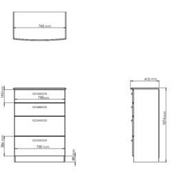 Santander Ready Assembled Matt Grey & Oak 4 Drawer Chest (H)1074mm (W)765mm (D)415mm - thumbnail 4