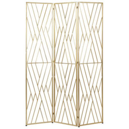 Beliani 3 Panel Room Divider Asolo Gold 117 Cm 170 Cm - thumbnail 1