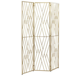 Beliani 3 Panel Room Divider Asolo Gold 117 Cm 170 Cm - thumbnail 4