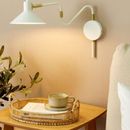 Beliani White Metal Wall Lamp Sconce With Adjustable Shade, Polished Steel And Golden Detail, 20 X 45 X 35 Cm - thumbnail 2
