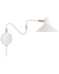 Beliani White Metal Wall Lamp Sconce With Adjustable Shade, Polished Steel And Golden Detail, 20 X 45 X 35 Cm - thumbnail 1