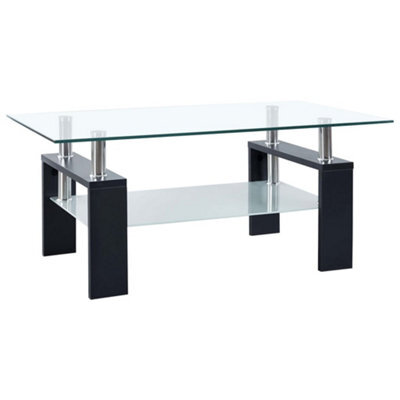 Walplus Coffee Table Black And Transparent 95X55X40 Cm Tempered Glass - image 1