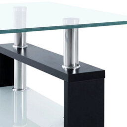 Walplus Coffee Table Black And Transparent 95X55X40 Cm Tempered Glass - thumbnail 5