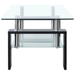 Walplus Coffee Table Black And Transparent 95X55X40 Cm Tempered Glass - thumbnail 3