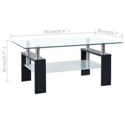Walplus Coffee Table Black And Transparent 95X55X40 Cm Tempered Glass - thumbnail 6