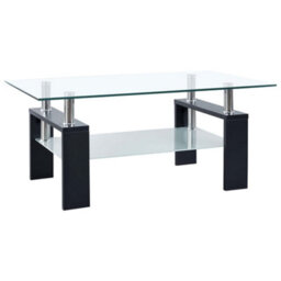 Walplus Coffee Table Black And Transparent 95X55X40 Cm Tempered Glass