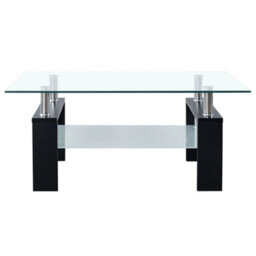 Walplus Coffee Table Black And Transparent 95X55X40 Cm Tempered Glass - thumbnail 2
