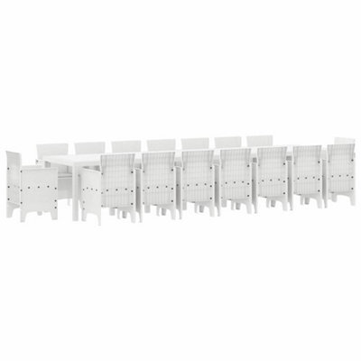 Berkfield Modern Garden Dining Set 17 Pcs White Polt Rattan - image 1