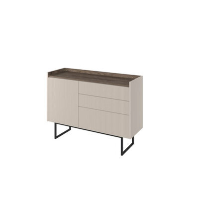Arte Stylish Sand Beige & Oak Lago 2 Sideboard Cabinet W1180mm H860mm D400mm - Compact Design, Ample Storage - image 1
