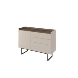 Arte Stylish Sand Beige & Oak Lago 2 Sideboard Cabinet W1180mm H860mm D400mm - Compact Design, Ample Storage - thumbnail 3