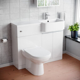 Nes Home 1000mm White Rh Freestanding Cabinet With Basin, Wc Unit & Toilet - thumbnail 1