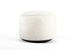 Littens Cream Teddy Boucle Round Footstool Bean Bag Pouffe Ottoman Low Seat 45Cm X 45Cm 25Cm - thumbnail 2