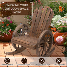 Wyld Haus Kedi Dark Favi Adirondack-Style Outdoor Rocking Chair With Reclining Back, Carbonized Fir Wood - thumbnail 6