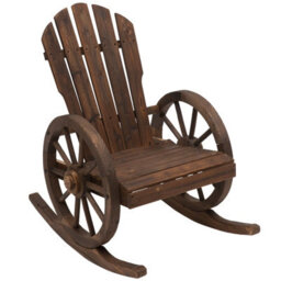 Wyld Haus Kedi Dark Favi Adirondack-Style Outdoor Rocking Chair With Reclining Back, Carbonized Fir Wood - thumbnail 2
