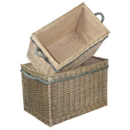 Red Hamper St020-021 Wicker Set 2 Rectangular Rope Handled Log Baskets - thumbnail 2