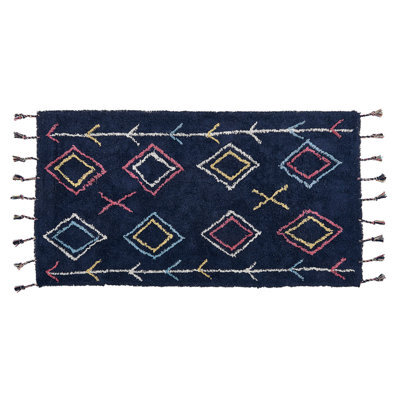 Beliani Rug Corum Black 80 X 150 Cm Cotton - image 1