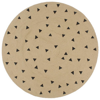 Berkfield Handmade Rug Jute With Triangle Print 150 Cm