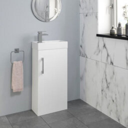 Affine White Bathroom Suite Cloakroom Vanity Unit Square Close Coupled Toilet Basin Set - thumbnail 4