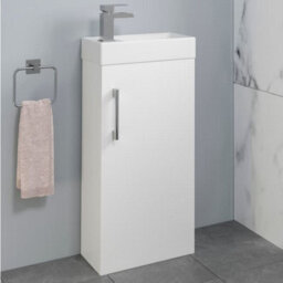 Affine White Bathroom Suite Cloakroom Vanity Unit Square Close Coupled Toilet Basin Set - thumbnail 3
