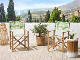 Beliani Set Of 2 Garden Chairs Cine Acacia Wood Light Green - thumbnail 2