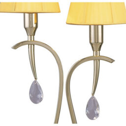 Luminosa Lighting Luminosa Siena Table Lamp 2 Light E14, Polished Brass With Amber Cream Shades And Clear Crystal - thumbnail 4