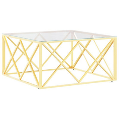 Berkfield Durable Coffee Table 80X80X40 Cm Stainless Steel And Glass - image 1