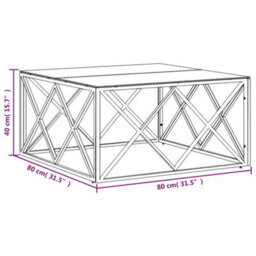 Berkfield Durable Coffee Table 80X80X40 Cm Stainless Steel And Glass - thumbnail 6