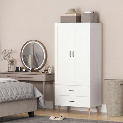 Homcom 2-Door Wardrobe With 2 Drawers And Hanging Rail For Bedroom - image 1