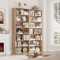 Oak 7 Tiers Bookcase 209.5Cm Tall Living Room Bookshelf Free Standing Display Shelf - thumbnail 2