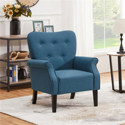 Yaheetech Navy Blue Upholstered Roll Arm Accent Chair Polyester Fabrics Single Sofa - image 1